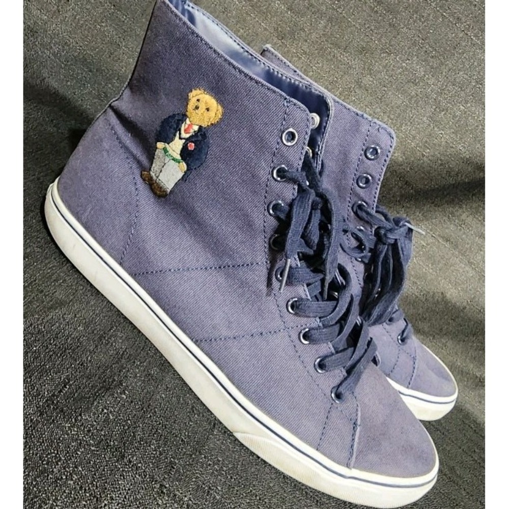 Mens Polo Ralph Lauren Solomon III size 12 D Casual Blue Canvas High Top Shoes